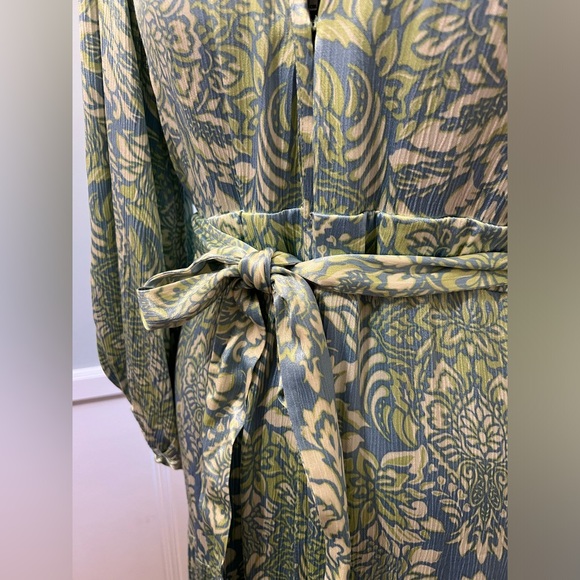 Alexis Blue Cream and Green Viscose Dress Maxi Women’s Size Medium - Picture 7 of 11